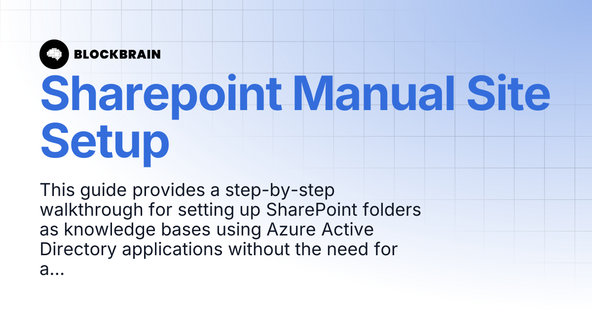 Sharepoint Manual Site Setup | Blockbrain B2B Guide (EN)